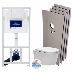 Pack WC bâti-support + WC sans bride + Abattant softclose + Plaque blanche + Set d'habillage (ViConnectSATrimless-2-sabo)