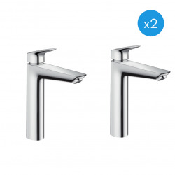 Logis Lot de 2 Mitigeurs de lavabo XL avec ComfortZone 190, Chrome (71091000-DUO)