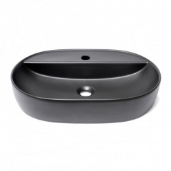 Set Vasque Infinitio à poser noire mat + Mitigeur de lavabo 110 Hansgrohe avec bonde noir chromé brossé (SATINF6040BKM-SET)