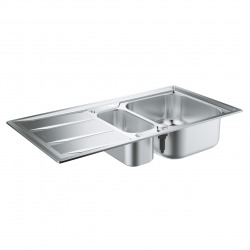 K400 Kit évier acier inoxydable avec égouttoir réversible et vide-sauce + Mitigeur monocommande col de cygne (31567SD0-SET)