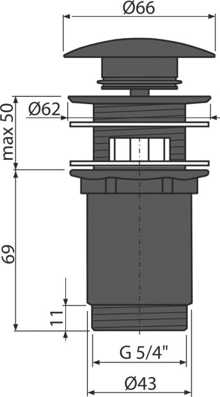 Bonde de lavabo Clic Clac 5/4 avec trop plain, blanc, laiton + chromé