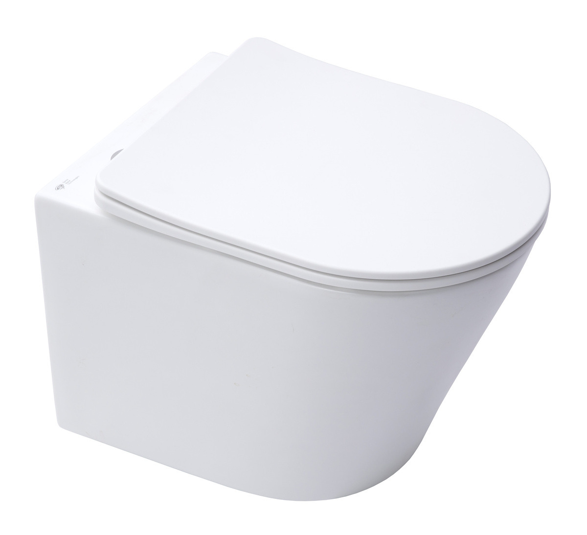 WC suspendu sans rebord E-9030 - blanc brillant - abattant avec mécanisme  de fermeture douce