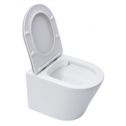Infinitio WC suspendu sans bride avec fixations invisibles + Abattant frein de chute, Blanc mat (SATINF010RREXPWM)