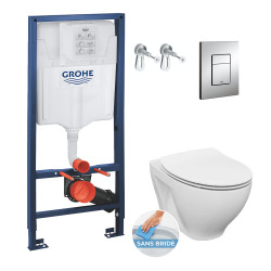 Pack WC bâti-support Rapid SL + WC Dormo sans bride + Abattant softclose + Plaque chrome (RapidSL-Dormo-1)