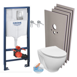 Pack WC bâti-support Rapid SL + WC Dormo sans bride + Abattant softclose + Plaque + Set d'habillage (RapidSL-Dormo-1-sabo)