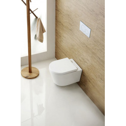 Pack WC bâti-autoportant + WC SAT sans bride fixations invisibles + Abattant softclose + Plaque chrome (SMART-SATrimless-8)