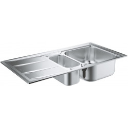 Kit Evier cuisine K400 à encastrer 965x500mm Acier inoxydable + Mitigeur Bauloop Col de cygne, Chrome (31567SD0-SET1)
