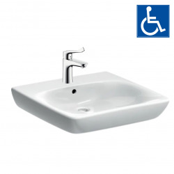 Set PMR Lavabo 55x55cm avec trou pour robinetterie et trop-plein + Mitigeur avec poignée extra-longue (SelnovaPMR2)