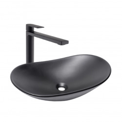 Set complet vasque à poser 61,5 x 36 cm noir mat + mitigeur haut XL assorti – salle de bain moderne B-Way (SATINF61536BKM-BWAY)