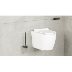  Simply R PVD Brosse WC murale avec support en verre, Gun métal (SATDSIMR37GM)