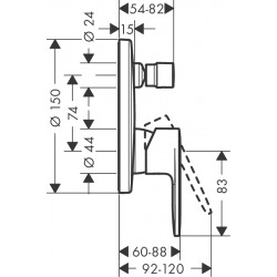Vernis Blend Set de finition pour mitigeur bain/ douche encastré, Noir mat (71466670)  Vernis Blend Set de finition pour mitigeur bain/ douche encastré, Noir mat (71466670)