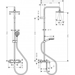  Vernis Shape Colonne de douche 230 1jet EcoSmart avec mitigeur baignoire, Chrome (26098000_hansgrohe)
