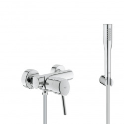 Set de douche Mitigeur monocommande 1/2’’ Concetto + Douchette stick 1 jet Euphoria Cosmopolitan, Chrome (32210001-Euphoria)