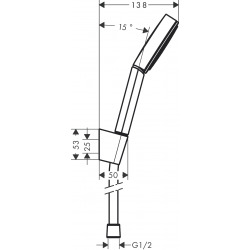 Pulsify Ensemble support mural et douchette 105 1 jet avec flexible 125 cm, Noir mat (24301670)