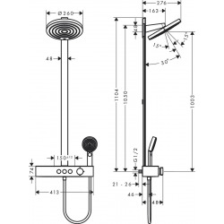 Pulsify Colonne de douche 260 2 jets avec mitigeur thermostatique ShowerTablet Select 400, Chrome (24240000)