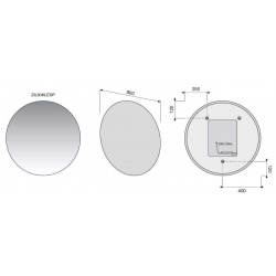 Iluxit Miroir rond avec éclairage LED 80x80 cm (ZIL80KLEDP)
