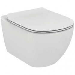 Pack WC Cuvette Suspendue sans bride + Abattant Soft Close, Blanc (TesiRimless)