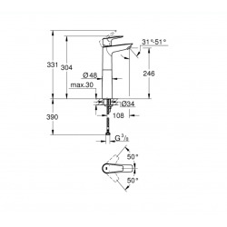  BauEdge Mitigeur monocommande lavabo taille XL, Chrome (23761001)