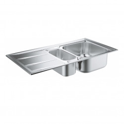 Grohe K400 Evier à encastrer 965 x 500mm avec une cuve + vide sauce + égouttoir réversible, Acier inoxydable (31567SD0)