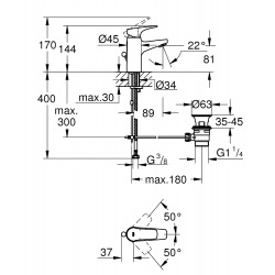 BauFlow Mitigeur monocommande taille S avec cartouche en céramique, Chrome (G-23751000)