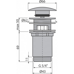  Bonde pour lavabo clic-clac 5/4 " Avec trop-plein, Rose Gold (A392-RG-P)