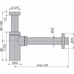 Siphon pour lavabo DN32, Rose gold brossé (A400-RG-B)