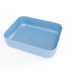 Vasque à poser rectangulaire en céramique 50 x 39 cm - bleu mat - sans trop-plein - SAT Infinitio
