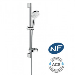 Set de douche Logis Loop Mitigeur + Douchette 2 jets + Barre 65cm + Porte savon + Flexible, Chrome (71247000-Crometta2)