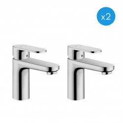 Lot de 2 mitigeurs de lavabo ComfortZone 100 avec tirettes et vidages, Chrome (71559000-DUO)