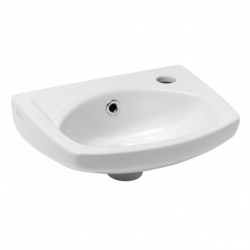 Lave main en céramique avec trop plein + Robinet eau froide, Chrome (EUR913B073)