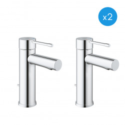 Essence Lot de 2 mitigeurs monocommande 1/2" pour lavabo, Taille S, Chrome (32898001-DUO)