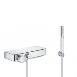 Set bain/douche Mitigeur Grohtherm SmartControl + Douchette Euphoria 1 jet avec support mural, Chrome (34719000-EUPHORIA)