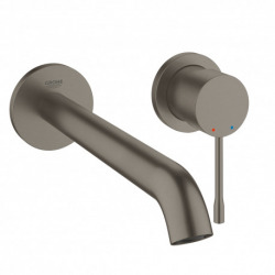 Essence Set mitigeur Mitigeur monocommande 2 trous lavabo Taille L Hard Graphite brossé + Corps encastré (19967AL1-SET)