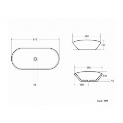 Vasque à poser ovale en céramique 61,5 x 36 cm - blanc mat - sans trop-plein - SAT Infinitio
