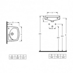 Ensemble Lave main avec trou pour robinetterie sur la droite + Mitigeur monotrou, Chrome (EUR913-SET)