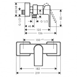  Vernis Shape Mitigeur de douche avec cartouche en céramique, Noir mat (71650670)