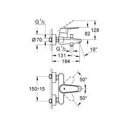  Eurodisc Cosmopolitan Mitigeur monocommande 1/2" bain/douche (33390002)