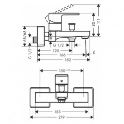 Vernis Shape Mitigeur bain/douche avec cartouche céramique, Chrome (71450000)  Vernis Shape Mitigeur bain/douche avec cartouche céramique, Chrome (71450000)