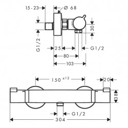  Ecostat Comfort Mitigeur thermostatique douche, Blanc mat (13116700)