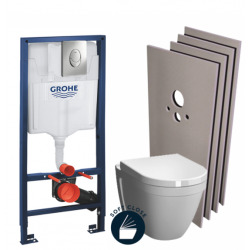 Pack WC Bâti-support Rapid SL + WC Vitra S50 + Abattant softclose + Plaque chrome + Set d'habillage (GROHE-VITRAS50-2-sabo)