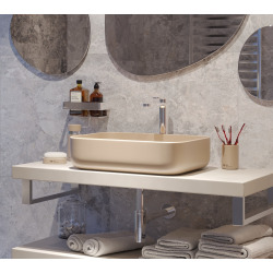  Set d'accessoires Infinitio Distributeur de savon + Porte savon + Gobelet, En céramique, Marron mat