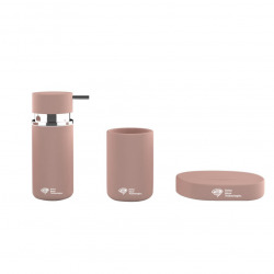 Set d'accessoires Infinitio Distributeur de savon + Porte savon + Gobelet, En céramique, Rose mat (PackSAT-RoseMat)