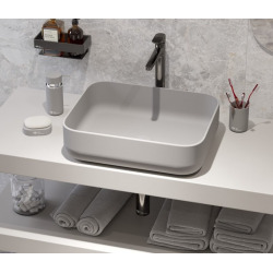 Set d'accessoires Infinitio Distributeur de savon + Porte savon + Gobelet, En céramique, Gris mat (PackSAT-GrisMat)