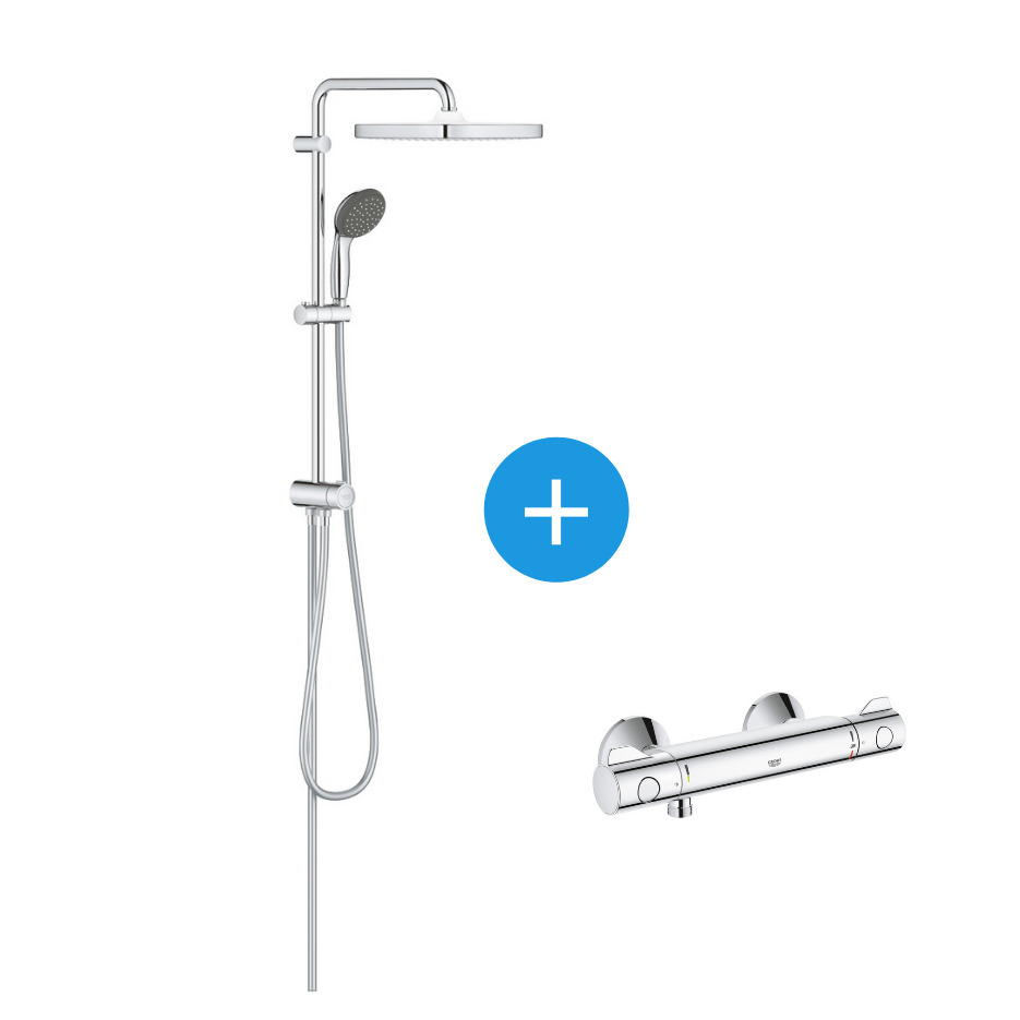 Grohe Colonne De Douche Avec Mitigeur Thermostatique Vitalio Start System  250 Avec Nettoyant Grohclean à Prix Carrefour