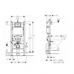 Pack WC Bati-support Geberit Duofix + Cuvette suspendue sans bride Porcher + Abattant + Plaque de commande blanche + Set d'habil