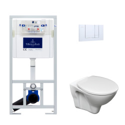 Pack WC Bâti-support Viconnect + WC Cersanit S-line Pro + Abattant + Plaque blanche (ViConnectS-LinePro-1)