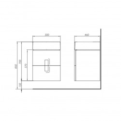 Twins Ensemble Meuble de salle de bain Argent Graphite 50x46x57cm + Vasque en céramique blanche avec trop plein (KOLO-89490000)