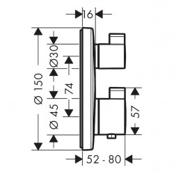  Ecostat S Set de finition pour mitigeur thermostatique encastré avec robinet d’arrêt et inverseur, Noir mat (15758670)