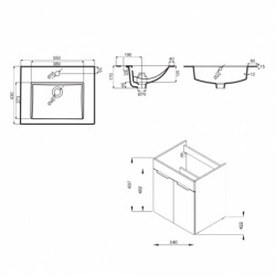 CUBE - Vanity Unit Meuble 2 tiroirs + Lavabo (H4536121763021)