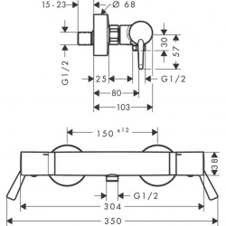 Ecostat Comfort Care Mitigeur PMR Thermostatique de douche avec Limiteur de température réglable, Chrome (13117000)